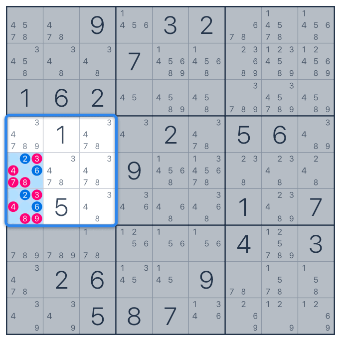 Hidden pairs step 1