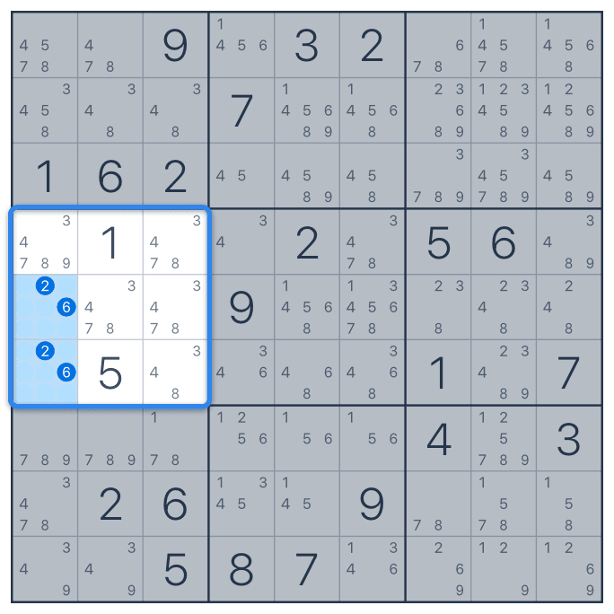 Hidden pairs step 2